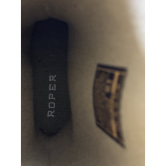 Roper Riley Western Cowboy Boots Brown Blue Embroidery Snip Toe 10 NWOT - Picture 7 of 8